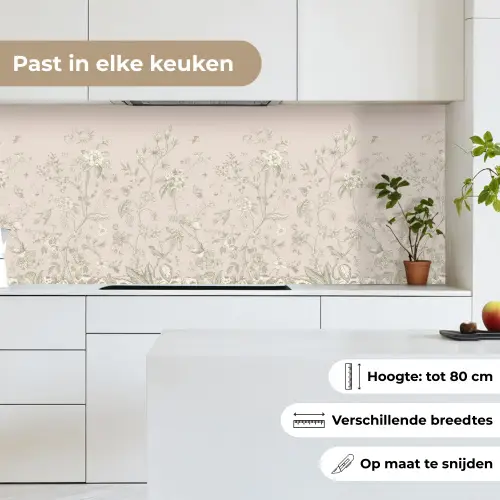 Bloemen - Beige - Botanisch - Vintage keuken achterwand 2 middel -sfeer4_NL