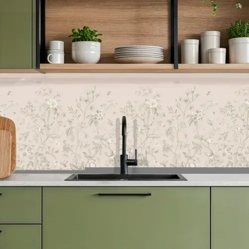 Bloemen - Beige - Botanisch - Vintage keuken achterwand 2 middel -sfeer3