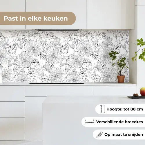 Bloemen - Zwart - Wit - Design - Flora keuken achterwand 2 middel 871 -sfeer4_NL