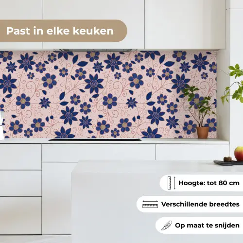Bloemen - Blauw - Japan - Patronen keuken achterwand 2 middel 871 -sfeer4_NL