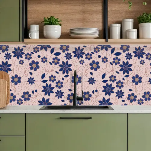Bloemen - Blauw - Japan - Patronen keuken achterwand 2 middel 871 -sfeer3