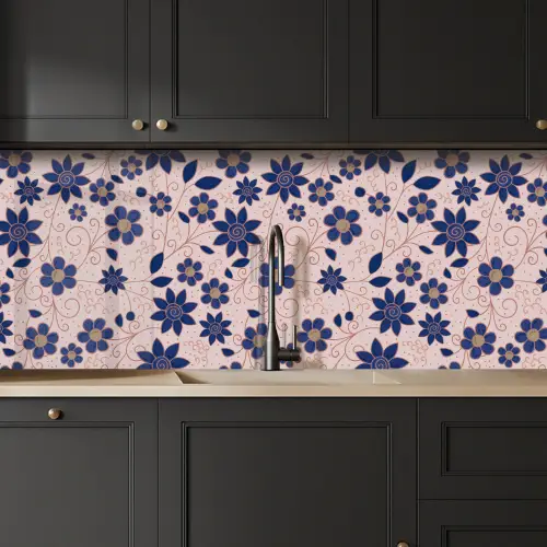 Bloemen - Blauw - Japan - Patronen keuken achterwand 2 middel 871 -sfeer1