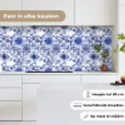 Bloemen - Blauw - Patroon - Wit keuken achterwand 2 middel 871 -sfeer4_NL