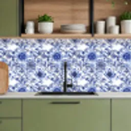 Bloemen - Blauw - Patroon - Wit keuken achterwand 2 middel 871 -sfeer3