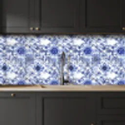 Bloemen - Blauw - Patroon - Wit keuken achterwand 2 middel 871 -sfeer1