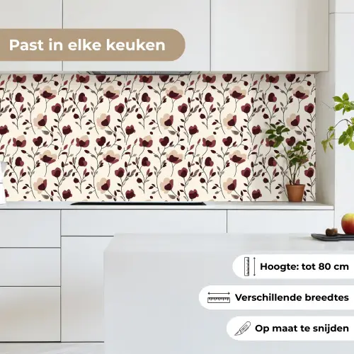 Bloemen - Botanisch - Bordeaux keuken achterwand 2 middel 871 -sfeer4_NL