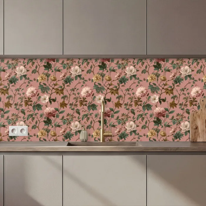 Bloemen - Klassiek - Roze keuken achterwand 2 middel 871 zz_3dshopping