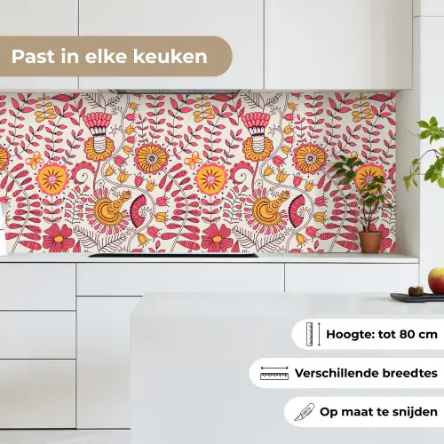 Bloemen - Design - Roze - Oranje keuken achterwand 2 middel 871 -sfeer4_NL