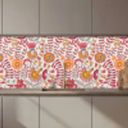 Bloemen - Design - Roze - Oranje keuken achterwand 2 middel 871 zz_3dshopping