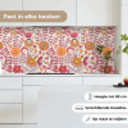 Bloemen - Design - Roze - Oranje keuken achterwand 2 middel 871 -sfeer4_NL