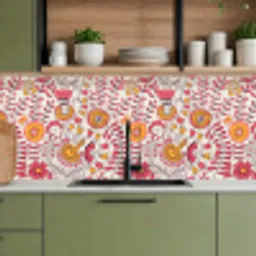 Bloemen - Design - Roze - Oranje keuken achterwand 2 middel 871 -sfeer3