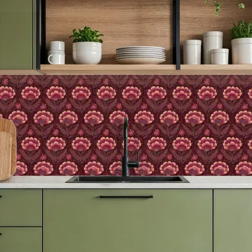 Bloemen - Waaier - Paars keuken achterwand 2 middel 871 -sfeer3