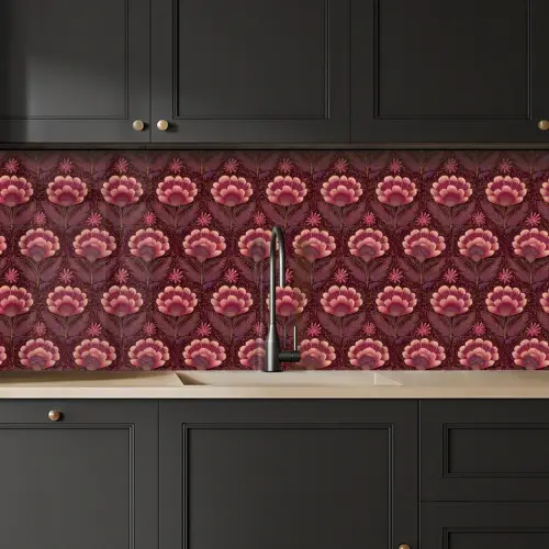 Bloemen - Waaier - Paars keuken achterwand 2 middel 871 -sfeer1