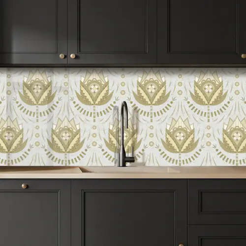 Bloemen - Goud - Patronen keuken achterwand 2 middel 871 -sfeer1