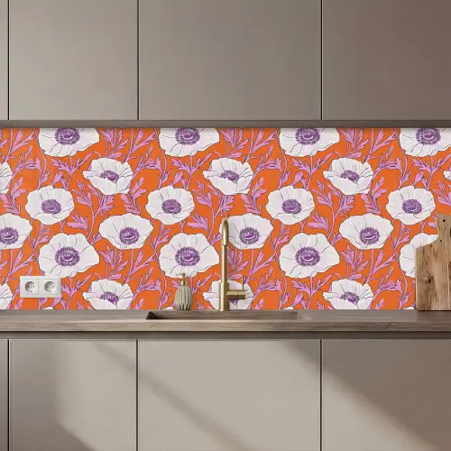 Bloemen - Grafisch - Oranje keuken achterwand 2 middel 871 zz_3dshopping