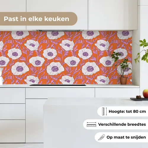 Bloemen - Grafisch - Oranje keuken achterwand 2 middel 871 -sfeer4_NL