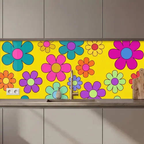Bloemen - Illustratie - Kleurrijk keuken achterwand 2 middel zz_3dshopping