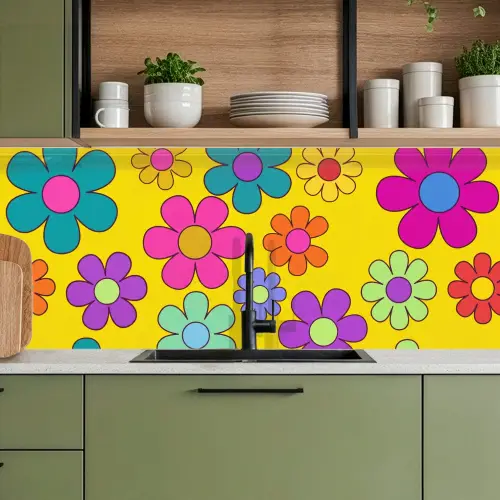Bloemen - Illustratie - Kleurrijk keuken achterwand 2 middel -sfeer3