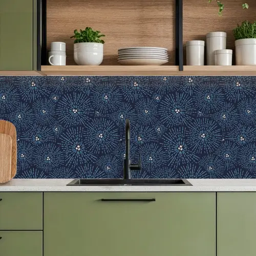 Bloemen - Japans - Patroon - Blauw - Wit keuken achterwand 2 middel 871 -sfeer3