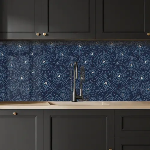 Bloemen - Japans - Patroon - Blauw - Wit keuken achterwand 2 middel 871 -sfeer1