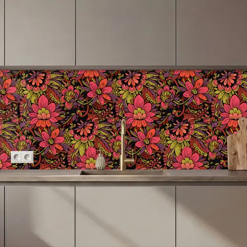 Bloemen - Bladeren - Design keuken achterwand 2 middel 871 zz_3dshopping