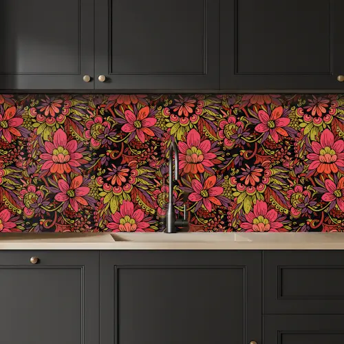Bloemen - Bladeren - Design keuken achterwand 2 middel 871 -sfeer1