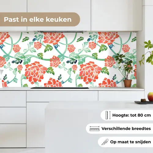 Bloemen - Bladeren - Patronen - Waterverf keuken achterwand 2 middel 871 -sfeer4_NL