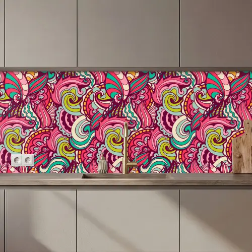 Bloemen - Bladeren - Regenboog - Hippie - Design keuken achterwand 2 middel 871 zz_3dshopping