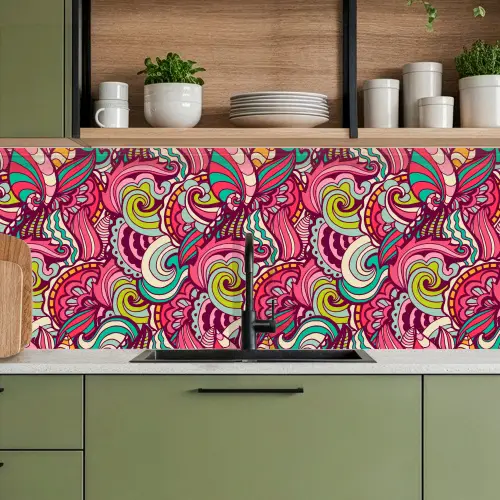 Bloemen - Bladeren - Regenboog - Hippie - Design keuken achterwand 2 middel 871 -sfeer3
