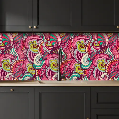 Bloemen - Bladeren - Regenboog - Hippie - Design keuken achterwand 2 middel 871 -sfeer1