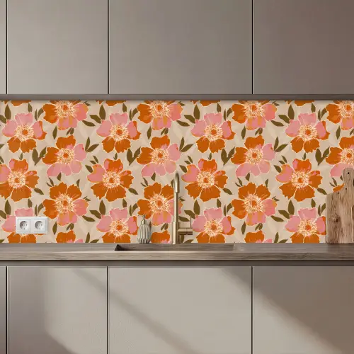 Bloemen - Motief - Retro keuken achterwand 2 middel 871 zz_3dshopping
