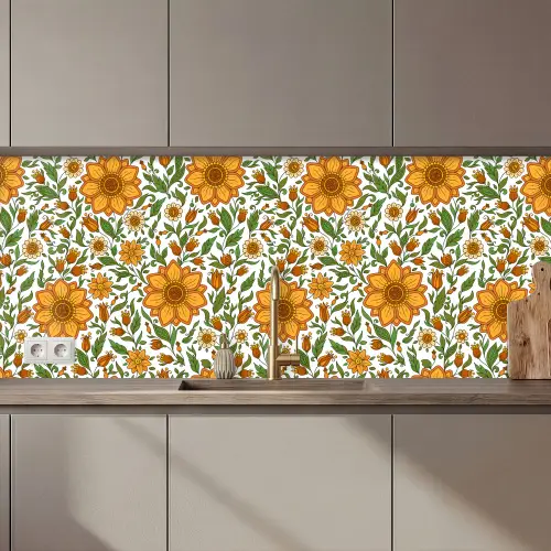 Bloemen - Oranje - Design keuken achterwand 2 middel 871 zz_3dshopping