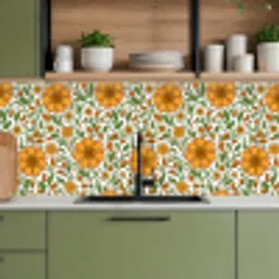 Bloemen - Oranje - Design keuken achterwand 2 middel 871 -sfeer3