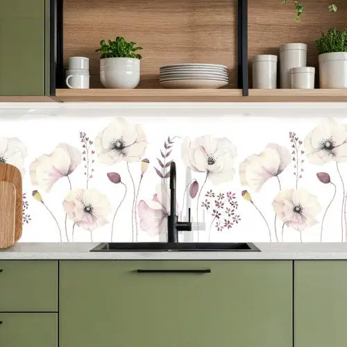 Bloemen - Pastel - Planten - Wit keuken achterwand 2 middel -sfeer3