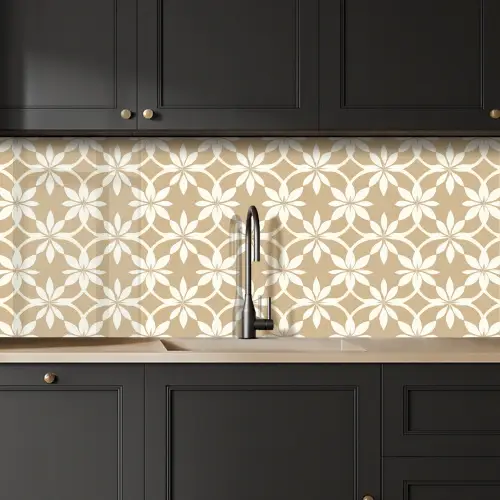 Bloemen - Patroon - Beige keuken achterwand 2 middel 871 -sfeer1