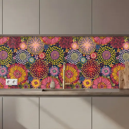 Bloemen - Patroon - Lijn keuken achterwand 2 middel 871 zz_3dshopping