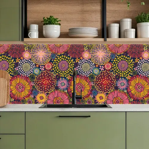 Bloemen - Patroon - Lijn keuken achterwand 2 middel 871 -sfeer3