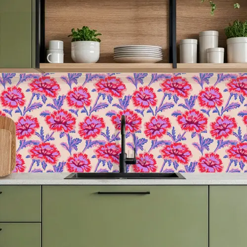 Bloemen - Patroon - Meerkleurig keuken achterwand 2 middel 871 -sfeer3