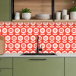 Bloemen - Patroon - Rood keuken achterwand 2 middel 871 -sfeer3
