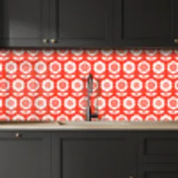 Bloemen - Patroon - Rood keuken achterwand 2 middel 871 -sfeer1