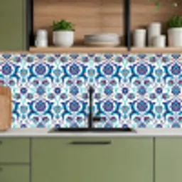 Bloemen - Patronen - Blauw keuken achterwand 2 middel 871 -sfeer3