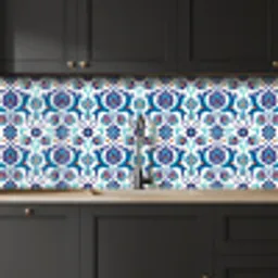 Bloemen - Patronen - Blauw keuken achterwand 2 middel 871 -sfeer1