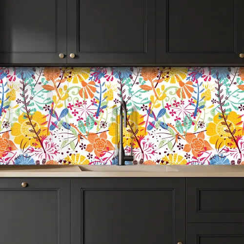 Bloemen - Planten - Regenboog - Patronen keuken achterwand 2 middel 871 -sfeer1