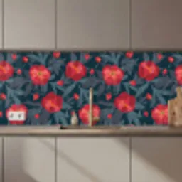 Bloemen - Rood - Bladeren - Patronen keuken achterwand 2 middel 871 zz_3dshopping