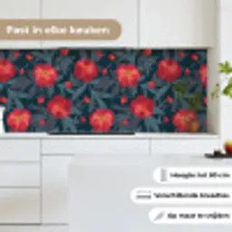 Bloemen - Rood - Bladeren - Patronen keuken achterwand 2 middel 871 -sfeer4_NL