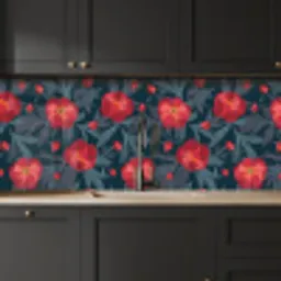 Bloemen - Rood - Bladeren - Patronen keuken achterwand 2 middel 871 -sfeer1