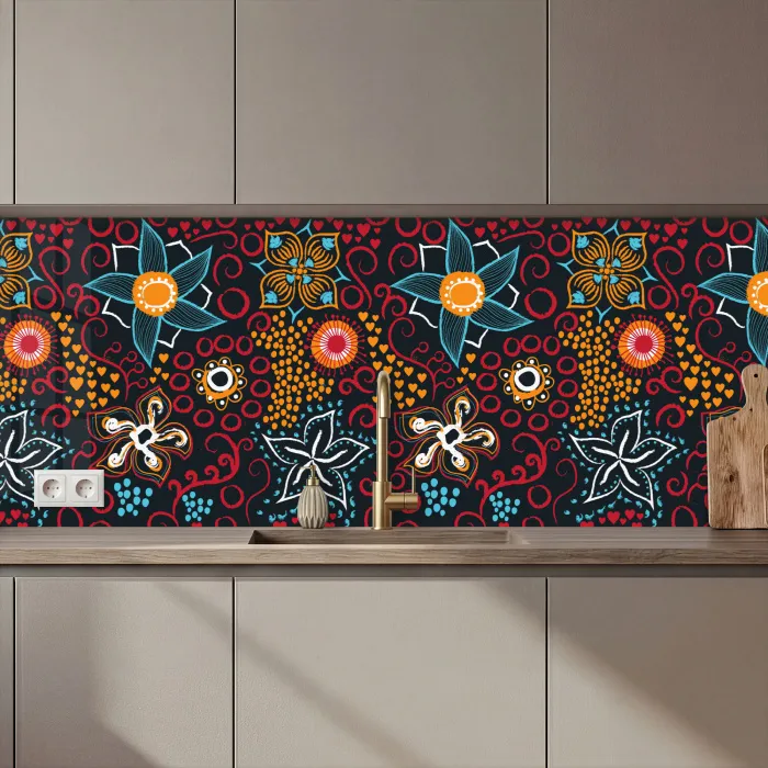 Bloemen - Rood - Patronen keuken achterwand 2 middel 871 zz_3dshopping