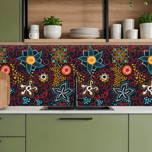 Bloemen - Rood - Patronen keuken achterwand 2 middel 871 -sfeer3