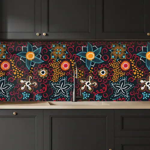 Bloemen - Rood - Patronen keuken achterwand 2 middel 871 -sfeer1