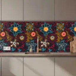 Bloemen - Rood - Patronen keuken achterwand 2 middel 871 zz_3dshopping